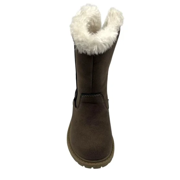 Carters Baby Girls Fashion Tall Boots Size 5 Brown Faux Fur Trim Winter Shoes - Picture 3 of 15